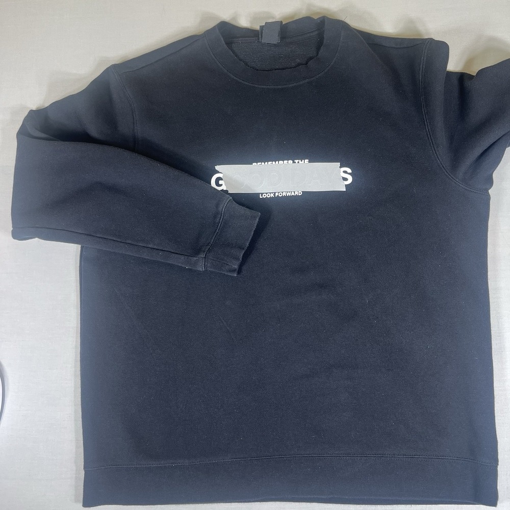 H&M Sweatshirt Mens Large Black Crewneck Pullover Casual Minimal Graphic